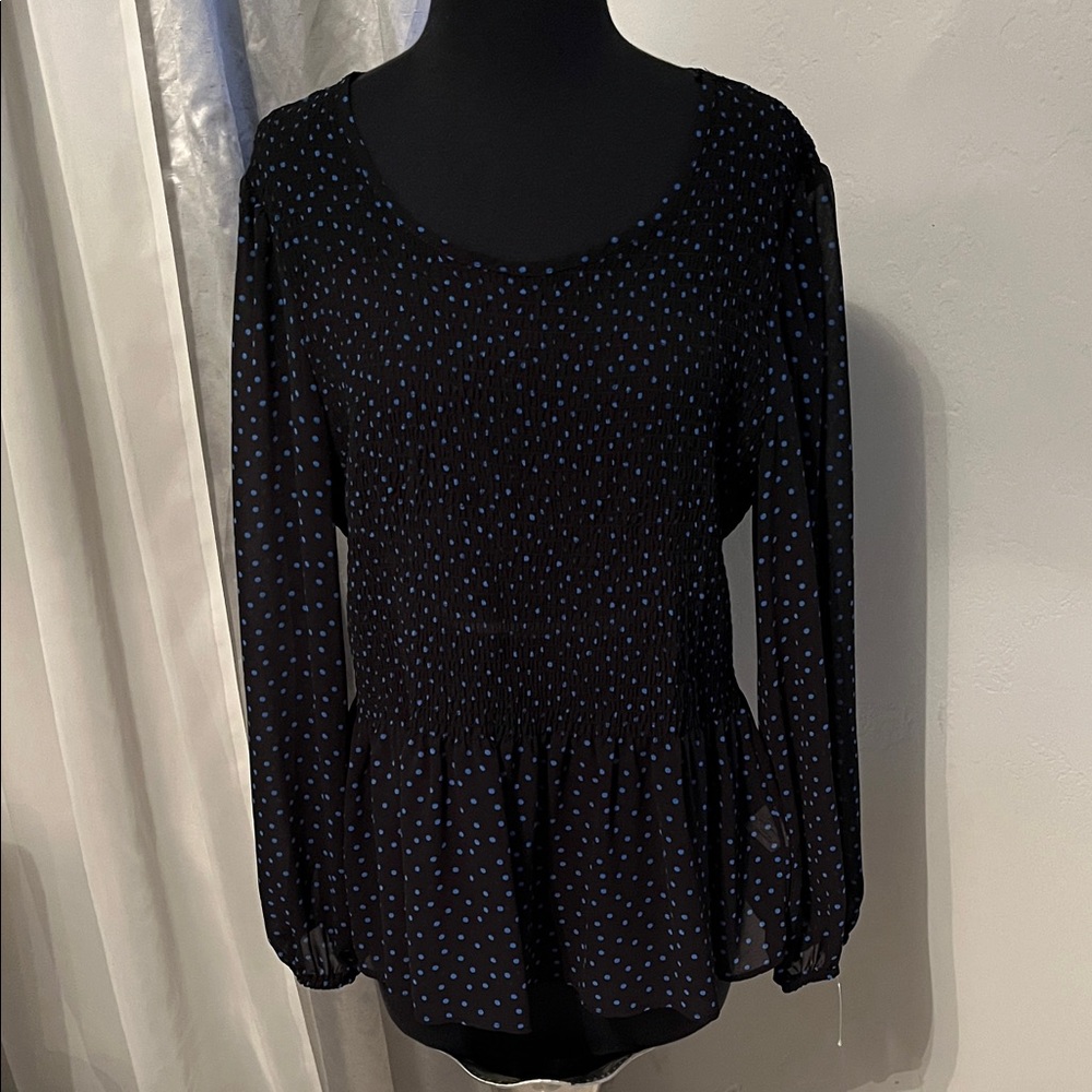 Lily White Black and Blue Speckled Blouse